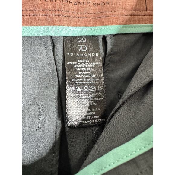 7 Diamonds Shorts Mens 29 Gray Momentum Performance Short Golfing Athleisure - Picture 5 of 7